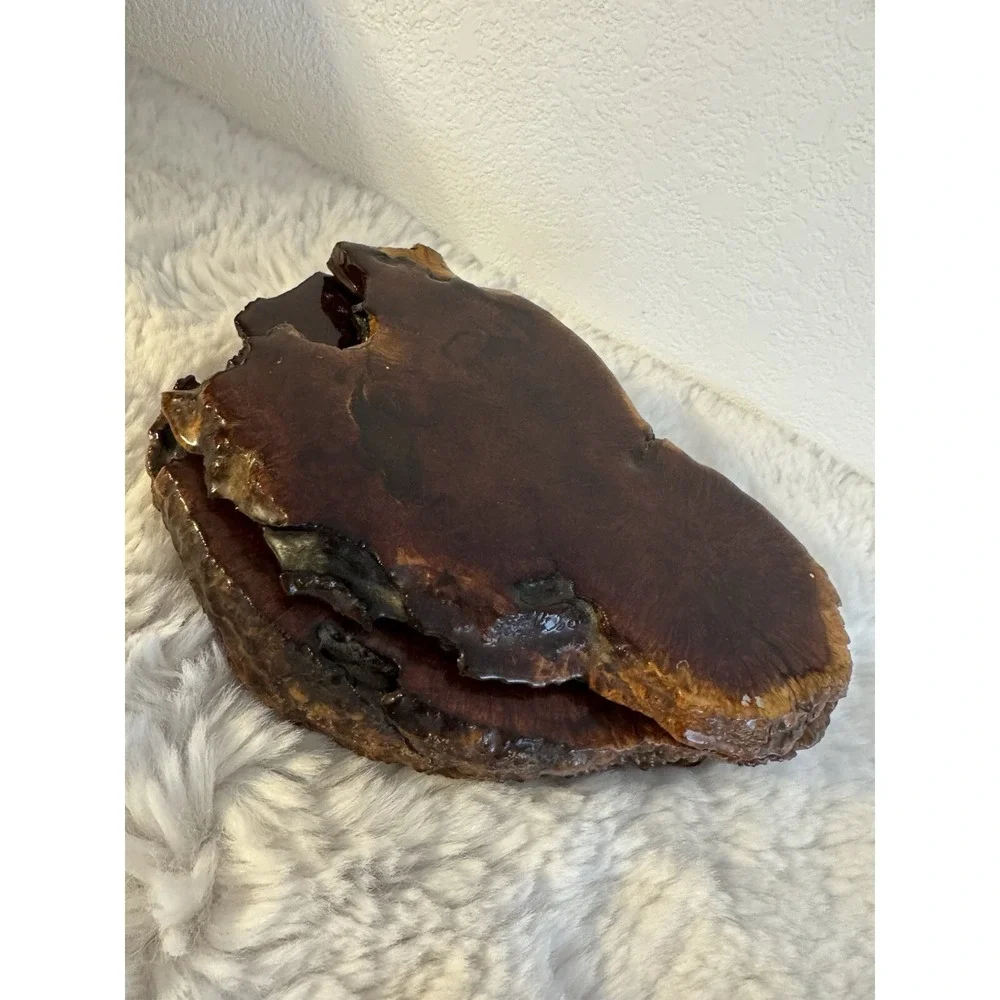 Burl Wood Jewelry Or Trinket Box With Lid Live Edge Deep Color Vintage‎